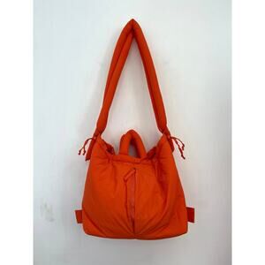 OLEND Ona Soft Bag Nylon Puff Padded Shoulder Bag / Convertible Backpack Orange